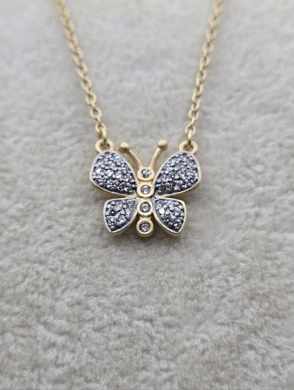 Freida Rothman Butterfly Pendant Necklace with CZs - 14k Over Sterling